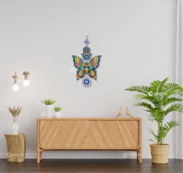 Wooden Butterfly Evil Eye Hanging for Positive Vibes and Decoration
