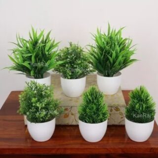 Mini/Small Pack of 6 Bonsai Wild Artificial Plant with Pot (13 cm)